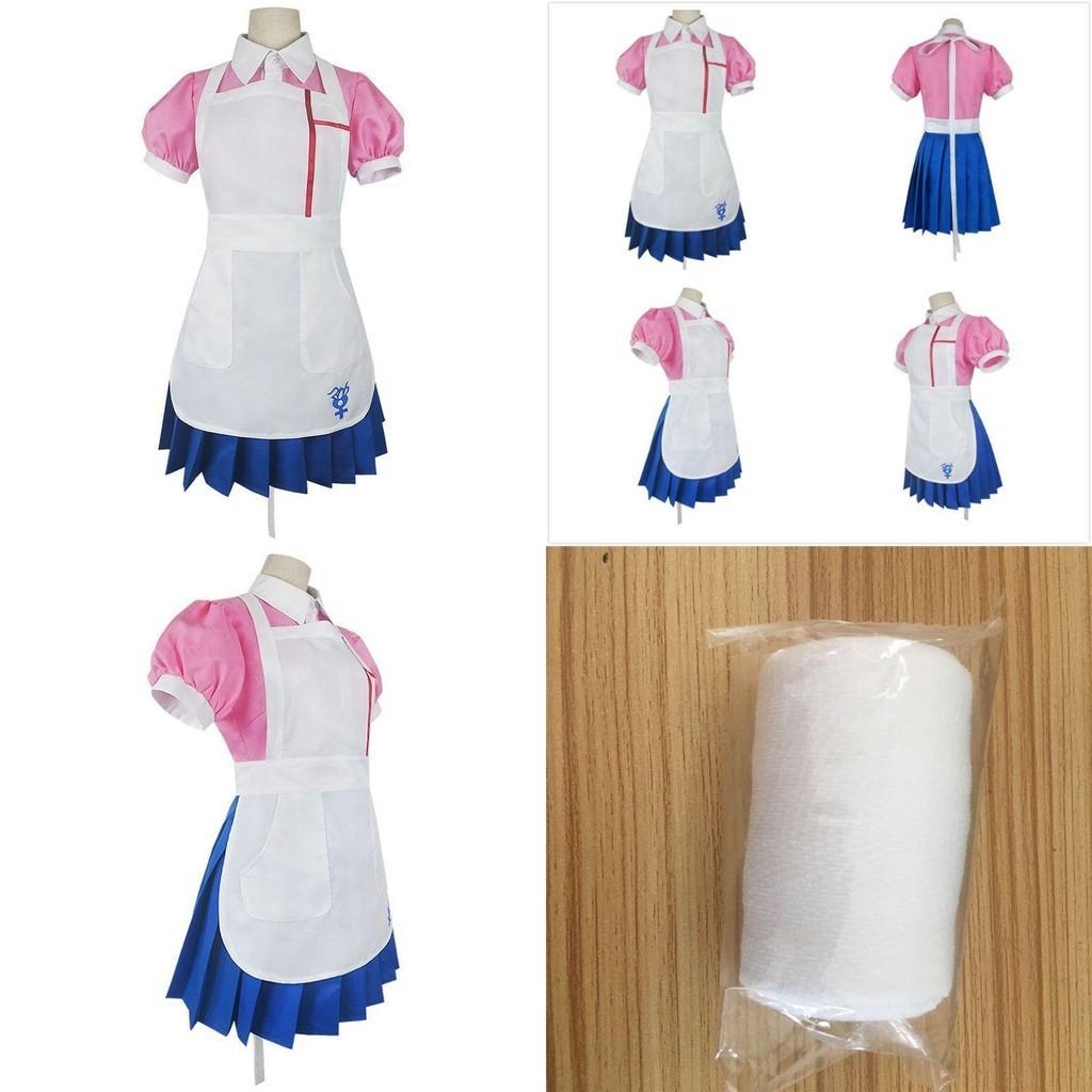 Dangan Ronpa 2 Mikan Tsumiki Pink White Uniform Suit Costume