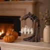 Vintage Tree Swing Ghost Statue On Halloween Decor, Resin Spooky Figurine with Cute And Desktop Decoration Base, Festive Party Tabletop Ornament,