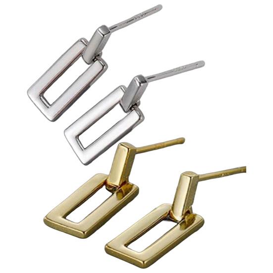 1 Pair Gold Plated Stud Earrings for Women, Minimalist Geometric Earrings, Small Rectangular Earring Jewelry