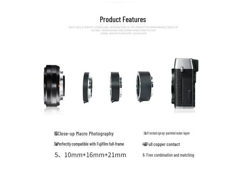 EXT-F Three-Section Extension Tube (10+16+21mm) for Fujifilm X-Mount Mirrorless Camera Macro.