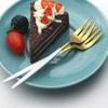 6 st Rostfritt Stål Matt Tårta Fruktgafflar Bestick Silverbestick Bestick För Dessert Salladgaffel Set Guld Servis Mini Gaffel