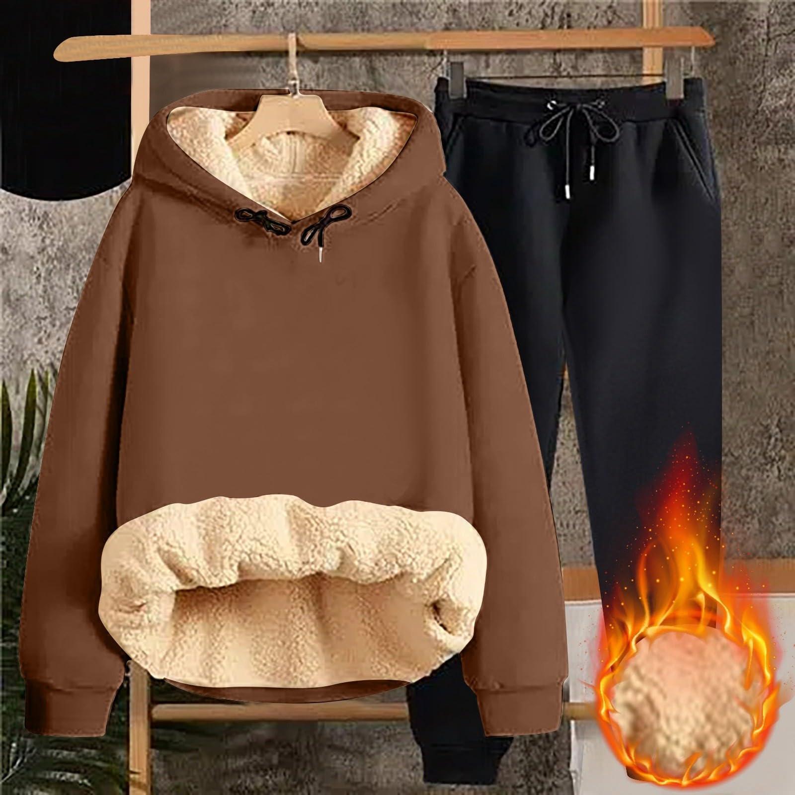 

Женская мода однотонная и зимняя утепленная толстовка с капюшоном, свитер, спортивные штаны, повседневный комплект из двух предметов XXXXXL