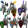 Figuras de Soldados de Castelo Militar Medieval Blocos de Construção Roma Cavaleiro Leão Arma Guerreiro Espada Infantaria Capacete Modelo Tijolos Brinquedos