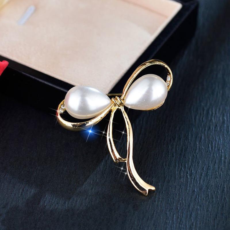 Opal Flash Diamond Bow Small Brooch Versatile Temperament Pin Anti-Light Artifact Fixed Clothes Suit Collar Pin