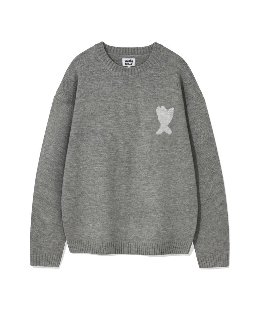 WACKY WILLY One-Point Pullover Knit Gray