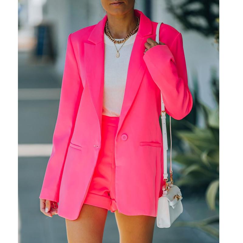 Women's Spring and Autumn New Leisure Long Sleeved Small Suit OL Temperament Professional Slim Fit Top Coat