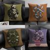 Classic Vintage Vase Cushion Cover Natural Linen Organic Fabric DoubleSided Printing Sofa Home Decor Breathable Environmentally