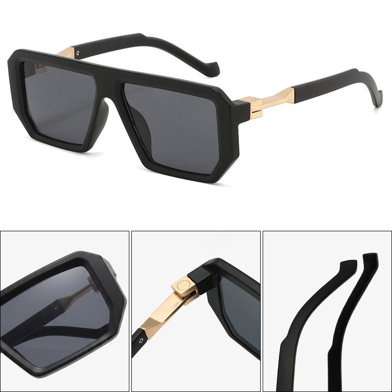 Xiaomi Óculos de Sol Quadrados Y2K para Homens e Mulheres, Haste de Metal Dourado com Decoração, Lentes Piloto Oversized para Festa, Rua, Viagem, Proteção UV400