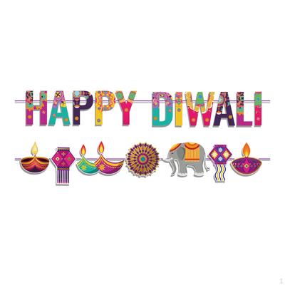 Šťastný Diwali Banner Závěsná girlanda Rekvizity Papírové Hinduistické ozdoby Dekorace na zeď Vnitřní