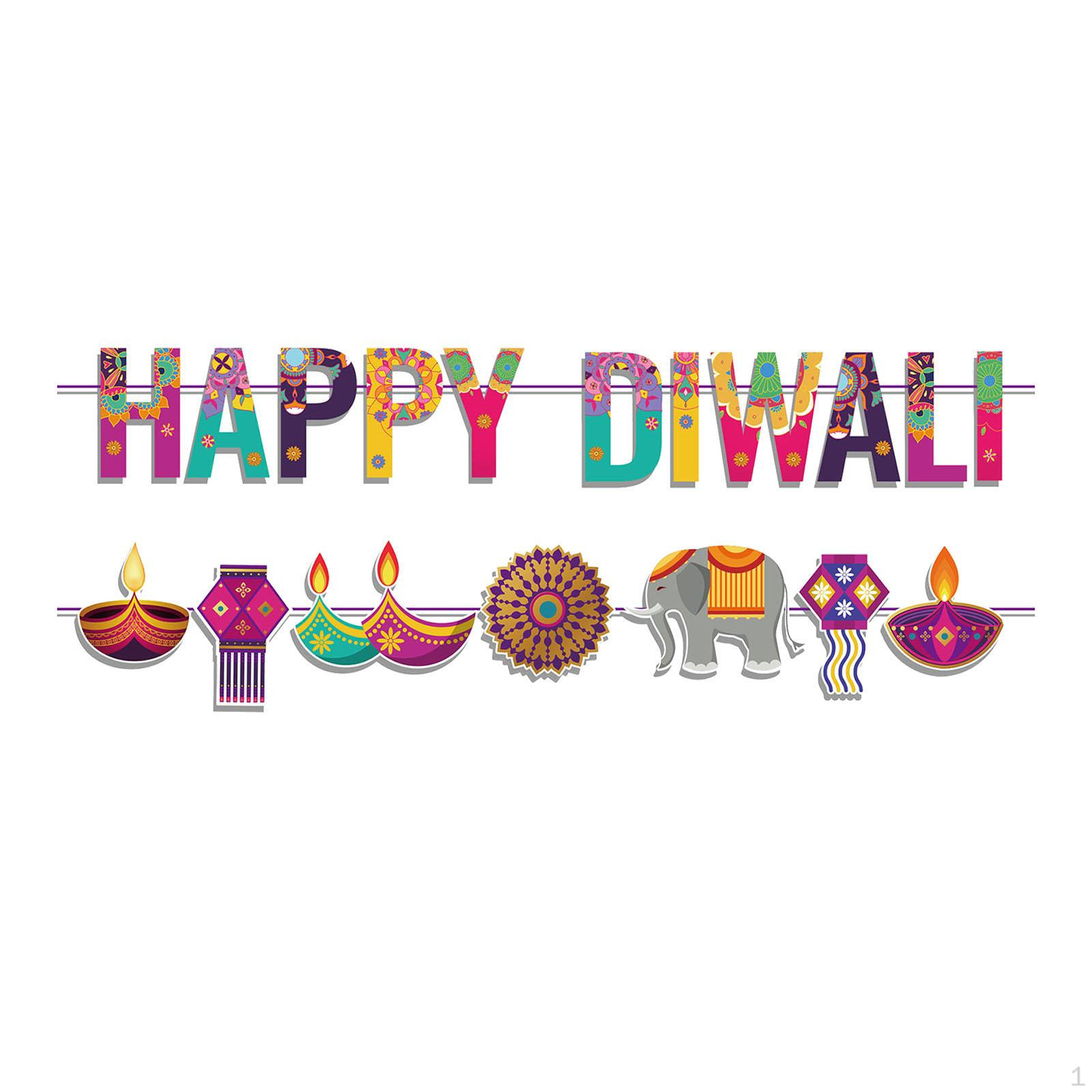 

Happy Diwali Banner Hanging Bunting Props Paper Hindu Ornaments Decoration for Wall Indoor