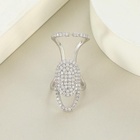 Inel de unghii Hollow strălucitor stras încrustat strălucitor reglabil deschidere geometrică manichiură inel comun femei