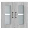 Wall Mounted Kitchen Cabinet with Glass Door Kalmar Grey Sonoma Particleboard