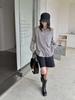 Women's 100% Pure Wool Knit Cardigan - Autumn/Winter French Sweetheart Polo Collar with Lace Patchwork Hollow Out Design