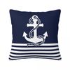Navy Blue And White Stripes With A Red Anchor Pillow Cases Blue Nautical Anchor Cushion Covers Decor Pillowcase for Home 18"x18"