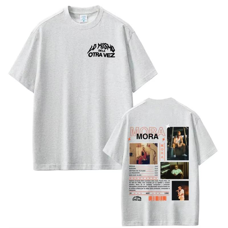 Rapper Mora Lo Mismo De La Otra Vez T Shirts Mens Clothing Hip Hop Fashion Short Sleeve T-Shirts Casual Cotton Oversized T-shirt