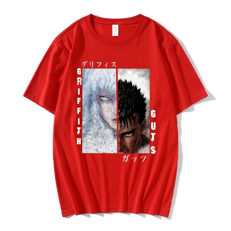 Anime Berserk Guts Griffith Print T Shirt Funny Manga T-Shirt Clothes Hip Hop Vintage Men Women Harajuku Oversized T-Shirts W22Q