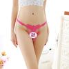 Thong Female Sexy Embroidery Sao Transparent Pearl Open File Invisible Hot Low Waist European and American Panties Tback 2190