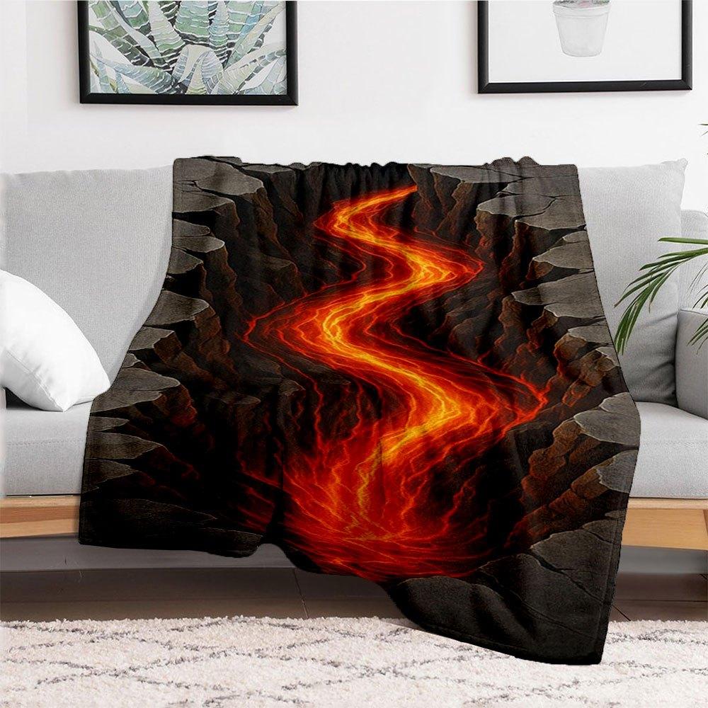 Volcanic Lava Flow Wall Art PrintBlanket Flannel Throw Blanket for Sofa, Bed, Travel, Camping, Office, Couch, Chair, And Bed Gift for Christ