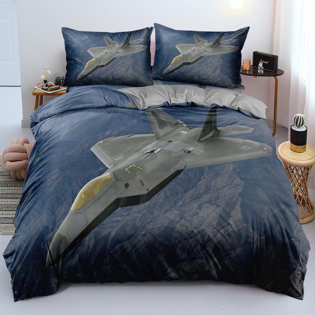 Fighter Series Comforter Bedding Set, 3D Print Airplane Duvet Cover Set Quilt Cover Pillowcase,king Queen Size Bedding Set Kids