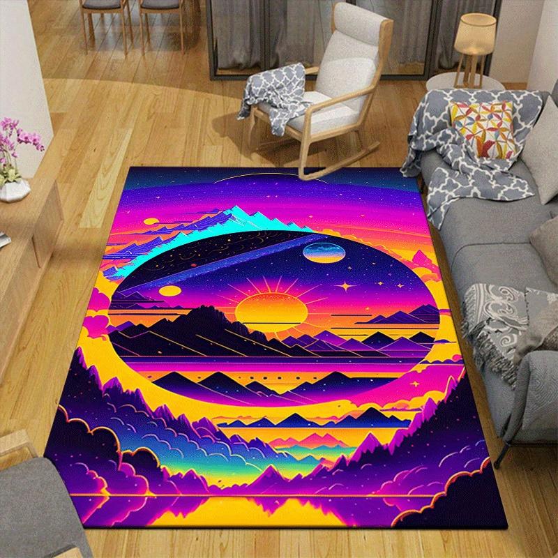 1pc Sun, Moon and Stars Print Design Area Rug - Soft, Anti-Slip, and Durable Gaming Room Decor for Bedroom