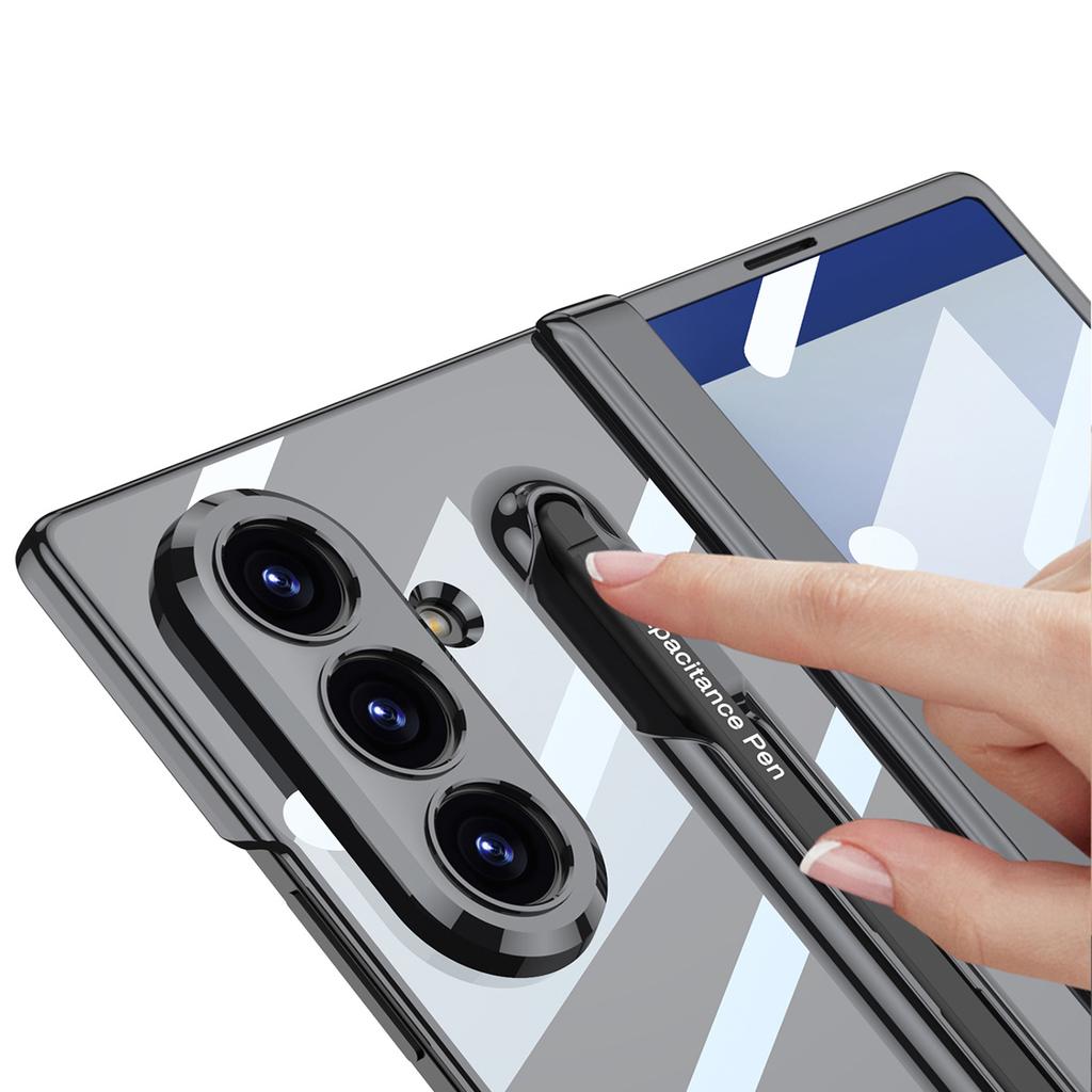 Suitable for Samsung Z Fold7 Mobile Phone Case Electroplated Pc Phantom Transparent Fold7 Integrated Pen Slot with Pen Protection Case