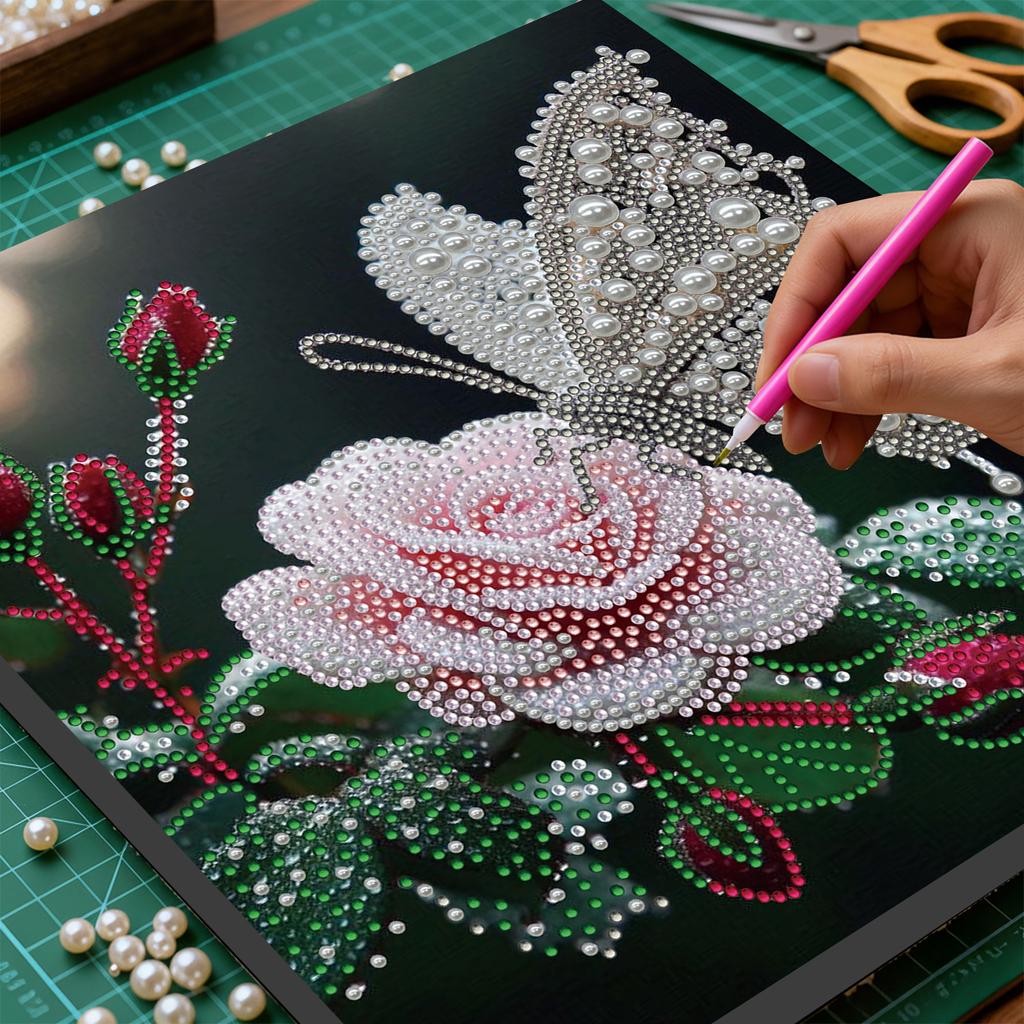 Malowanie Diamond Dots Perłowe Klejnoty z Ramką 25x25cm Zestaw do Malowania Klejnotami Diamond Art dla Dorosłych Początkujących Pomysł na Prezent Dekoracja Ściany Domu