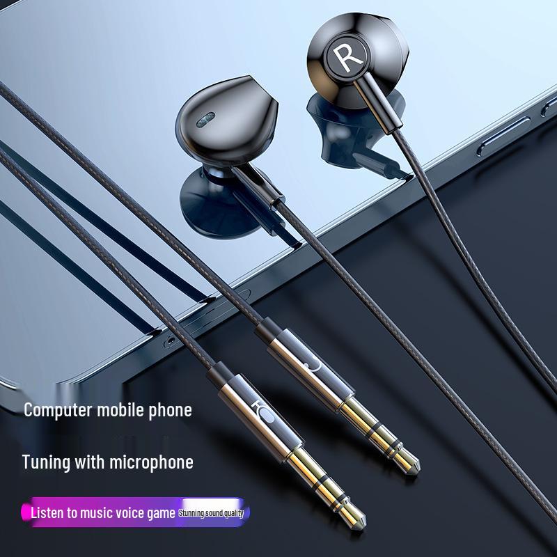 Dual Plug Wired Computer Headset with In-Line Mic, Semi-In-Ear Design, Comfortable Long Wear, Superior Sound Quality