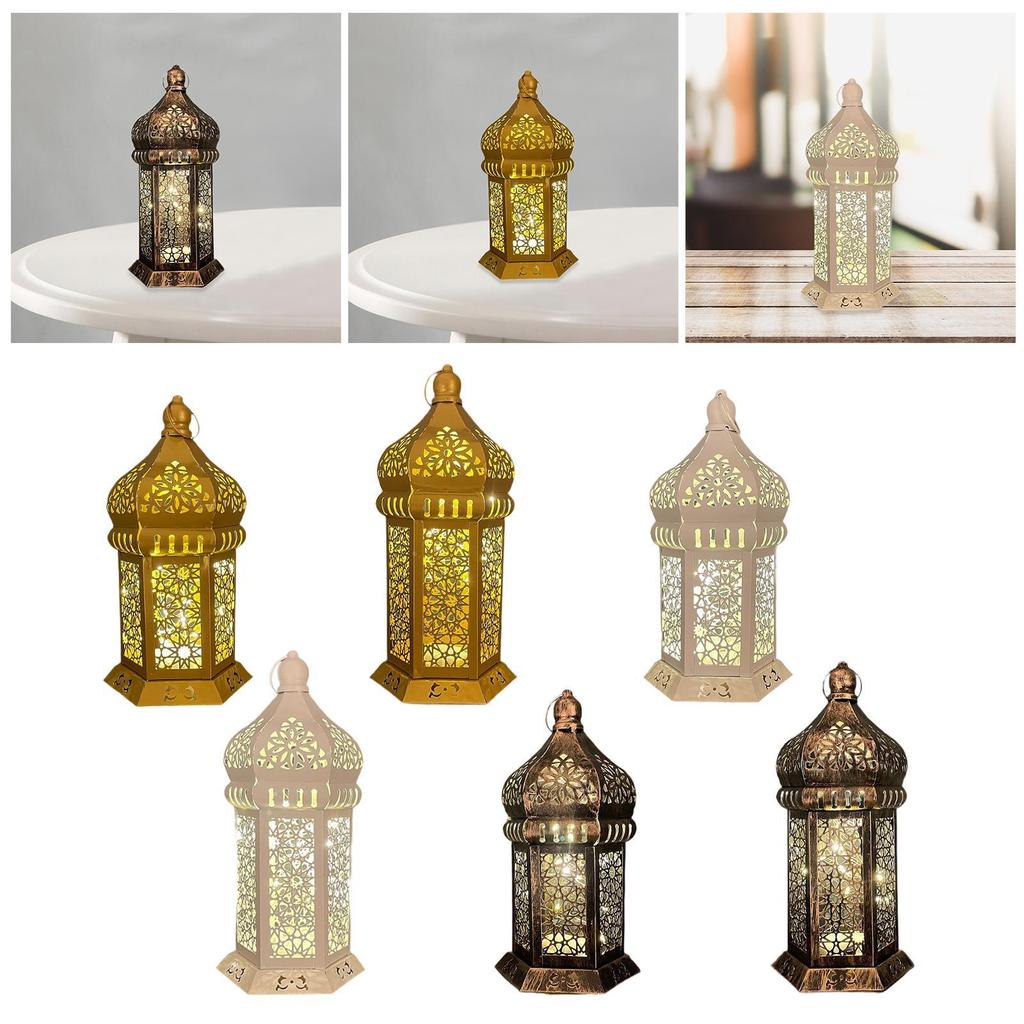 Metal Decorative Hanging Lantern Retro Night Light for Garden Porch Festival
