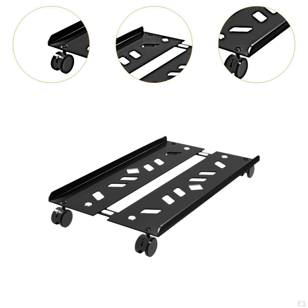 Adjustable Mobile CPU Stand PC Floor Cart Fits Most Telescopic 360° Rotary Under Desk Computer