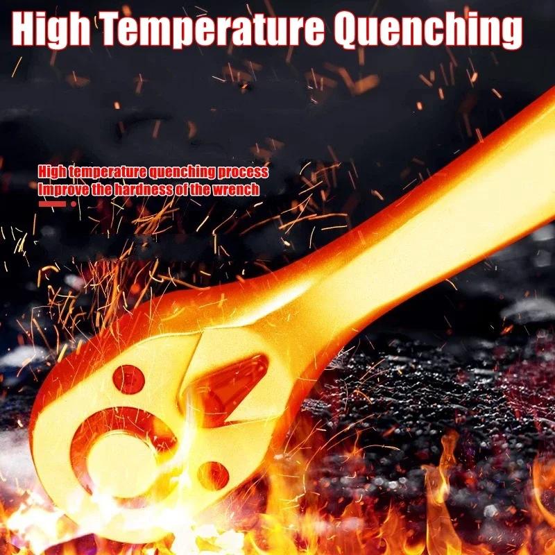 24/72 Tooth Quick Ratchet Wrench 1/2 1/4 3/8 3 Size Flying Wrenches Two-way Socket Wrench Repair Tools for For Vehicle Bicycle