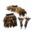 Layered Feather Costume Ensemble with Elastic Waist Skirt Feathered for Halloween Costumes,