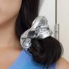 geegee glossy leather scrunchie - silver