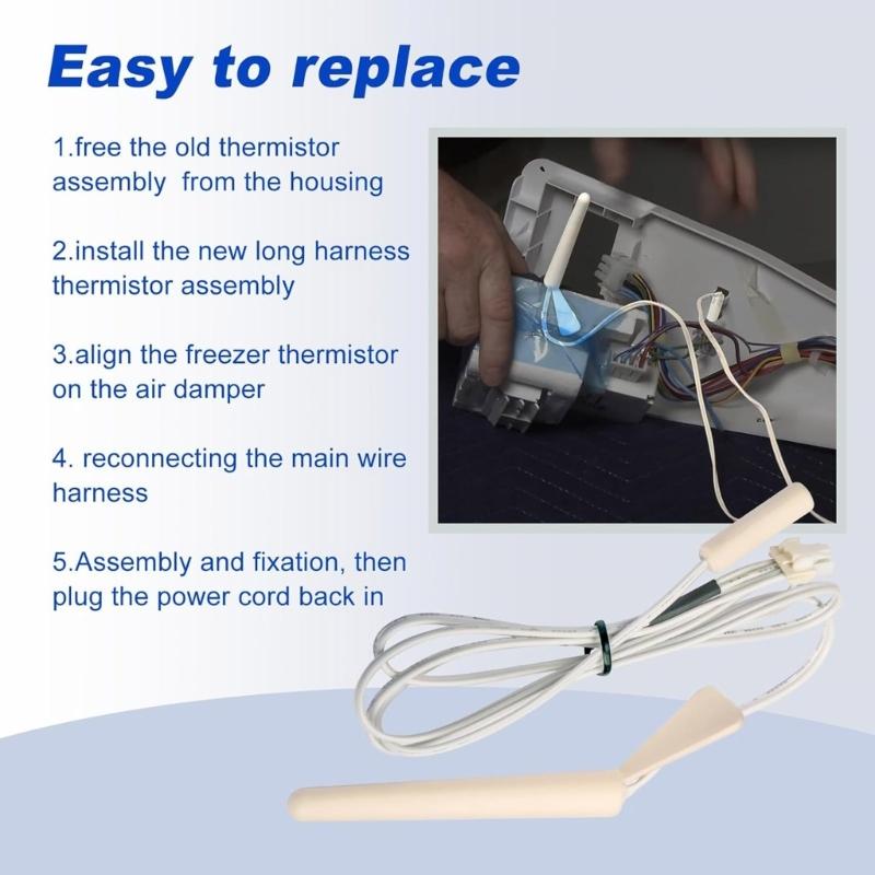 Refrigerator Thermistor 242278801 Round Head Temperature Detector Replacement Temperature Sensor for Refrigerators