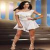 Muse Costume, White Slanted Shoulders Irregular Flowing Skirt Ancient Mythology Stage Costume