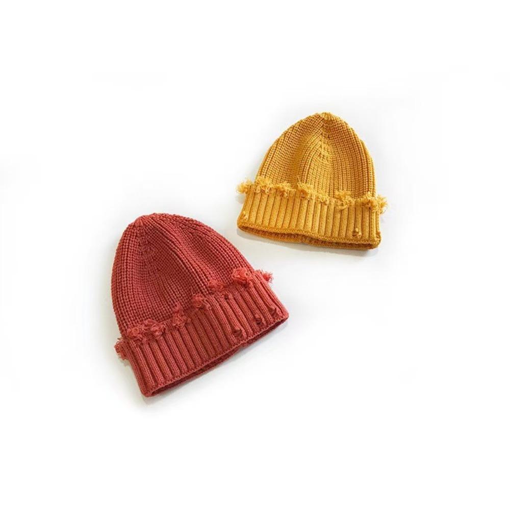 Solid Color Knitted Hat Dilapidated Hole Hip-Hop Hat New Beanie Cap Women Men