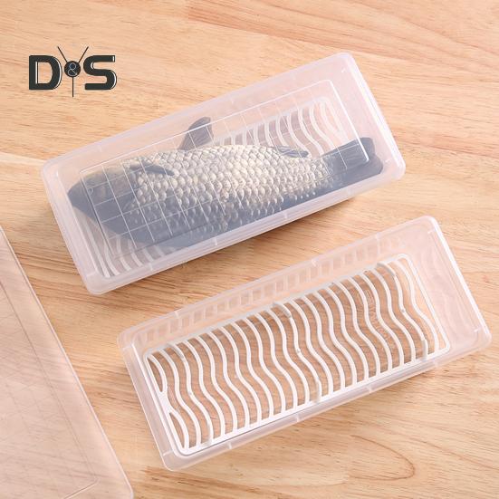 Large Capacity Food Storage Box Rectangular Portable Drainage Divider Fresh Keeping Fridge Box Household Supplies