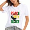 Peace Unity Justice Wounisex's Cotton T Shirt, Premium Cotton Quality Print, Durable And Long Lasting, Casual Fashion Tee With Of Peace Illustration,