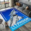 Cartoon 3D Space Spitfire Aircraft  Air Force Jet Fighter Carpet Rug for Living Room Bedroom Sofa Decoration,Non-slip Floor Mat