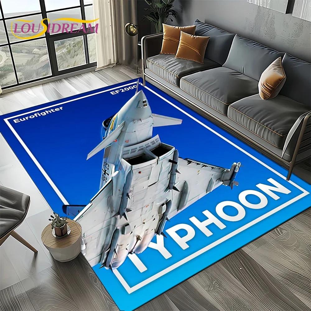 Cartoon 3D Space Spitfire Aircraft Air Force Jet Fighter Carpet Rug for Living Room Bedroom Sofa Decoration,Non-slip Floor Mat