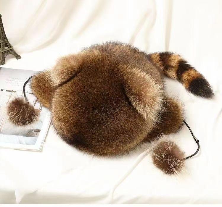 Little Raccoon Winter Hat with Ear Protection for Kids and Parents - Warm Lei Feng Style