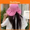 Fisherman Hat Large Brim With Bowknot Sun Protection For Summer Casual Wear