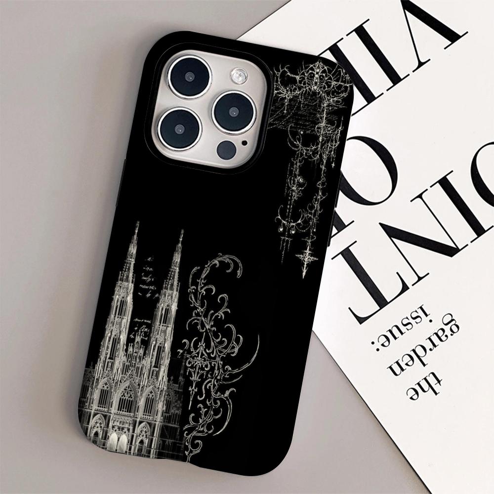 Funda de Teléfono con Diseño Gótico de Arte Oscuro Carcasa de Película Para iPhone 16e 16 15 14 13 12 11 Pro Max Plus XS