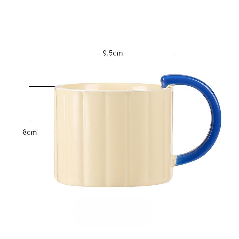Simple Ins Style Ceramic Cup Men and Women Creative Mug Large Capacity Household Set Vertical Pattern Coffee Cup Small Gift