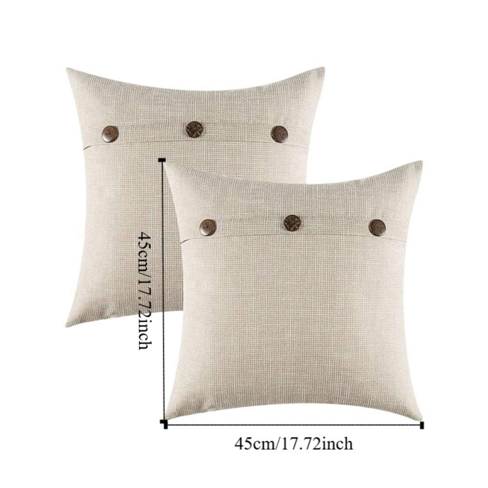 2PCS Imitation Linen Pillow Cover Breathable Japanese Style Throw Pillowcover Polyester Soft Buttoned Pillowslip Home Decor