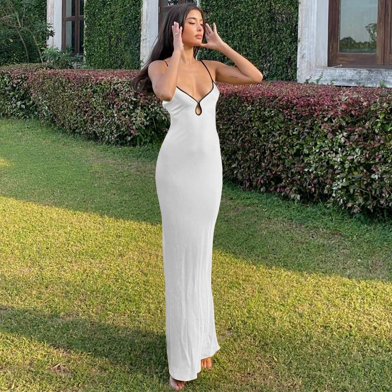 Women's Spring Sexy Halter String Halter Long Dress Slim Dress