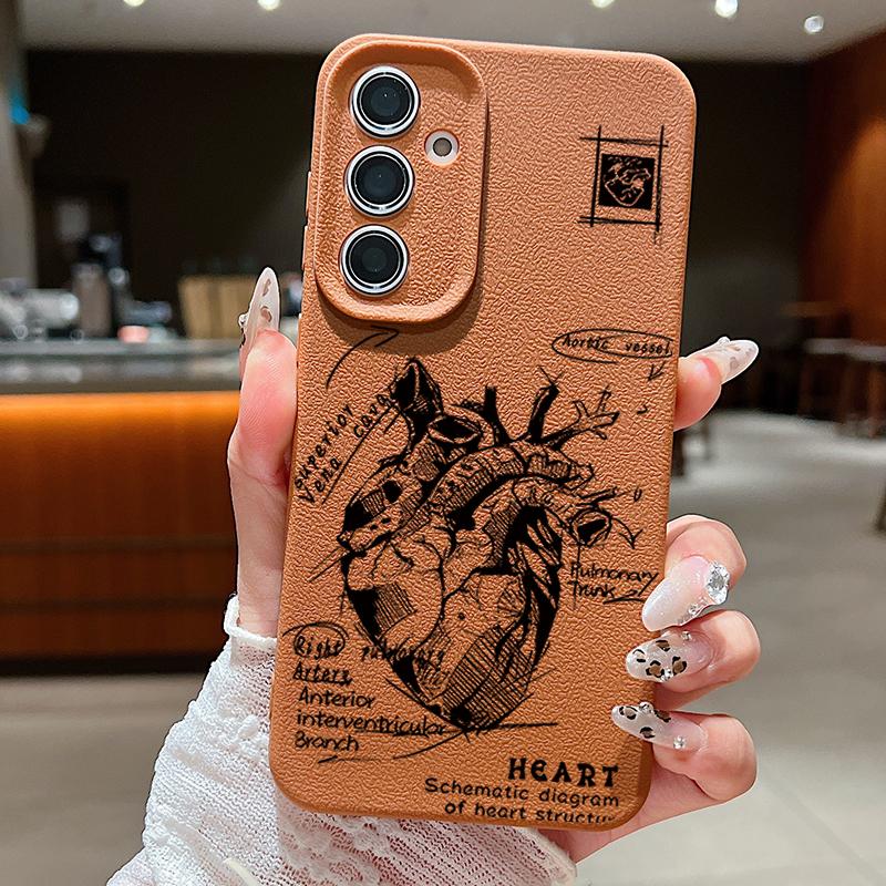 Pentru Samsung S25 Ultra S24 FE S23 S22 A56 A36 A16 A15 A55 Husă Carcasă Model Inimă Subțire Moale TPU Textură Piele Mată Rezistentă la Șocuri Husă Telefon