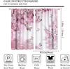 Pink Tropical Cherry Blossom Curtains Beautiful Summer Jungle Orchids Hibiscus Butterfly Window Drapes Darke Curtain With Rod Pocket Polyester