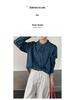 Spring Youth Denim Lace-Up Ruffle Collar Long Sleeve Shirt