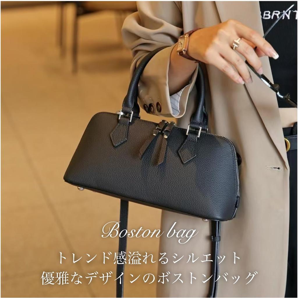 Boston horizontal shoulder cowhide synthetic leather [TOENCOUNTER] 2-way bag, bag, ladies' handbag, bag, elegant, leather, leather, bag, 55185-BLACK