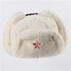 Warm Winter Military Style Earflap Hat Men Women With Embroidered Soviet Emblem Faux Fur Lined Outdoor Cap